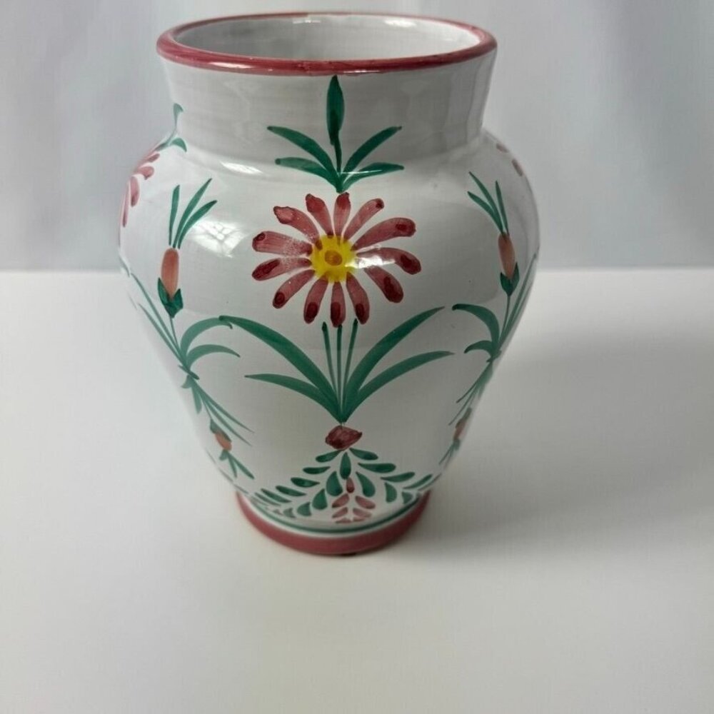 Ethan Allen Home Collection Floral Vase Made in Italy Cottage Farmhouse 8"